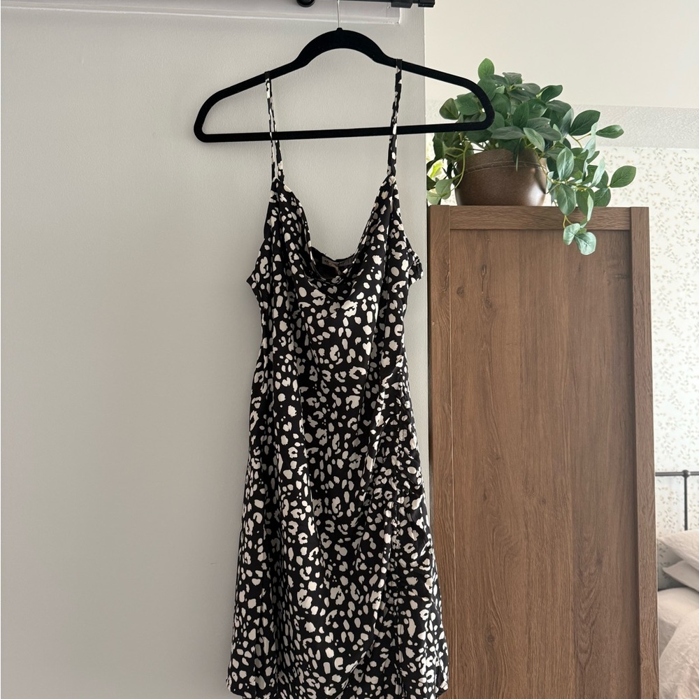 Vici Black and White Patterned Midi Dress